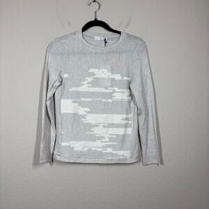 WHYCI Womens 38/XS Maglia Girocollo Sweater Gray Wool Crew Neck Long Sleeves